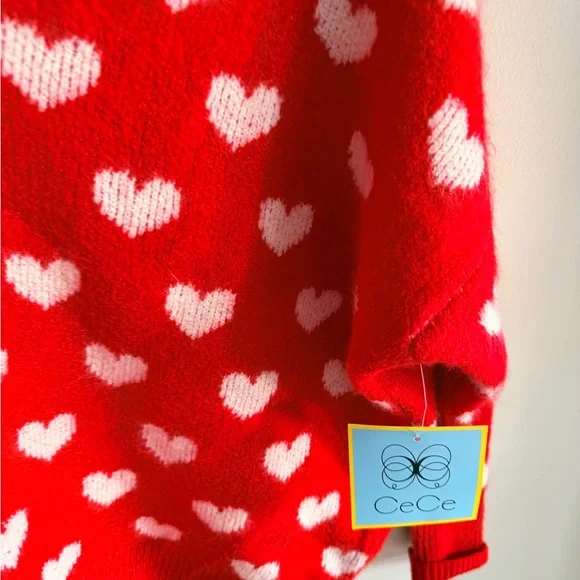 ♥️🩷♥️ 465 new Cece oversize heart sweater Valentine’s Day small ( no tag) - Picture 2 of 5